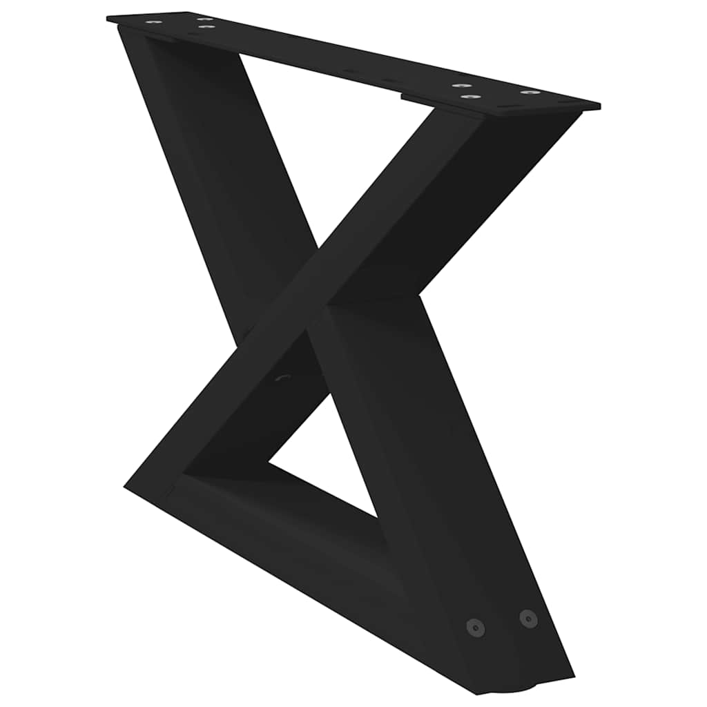 Salongbordben 2 stk svart 50x(30-31,3) cm stål