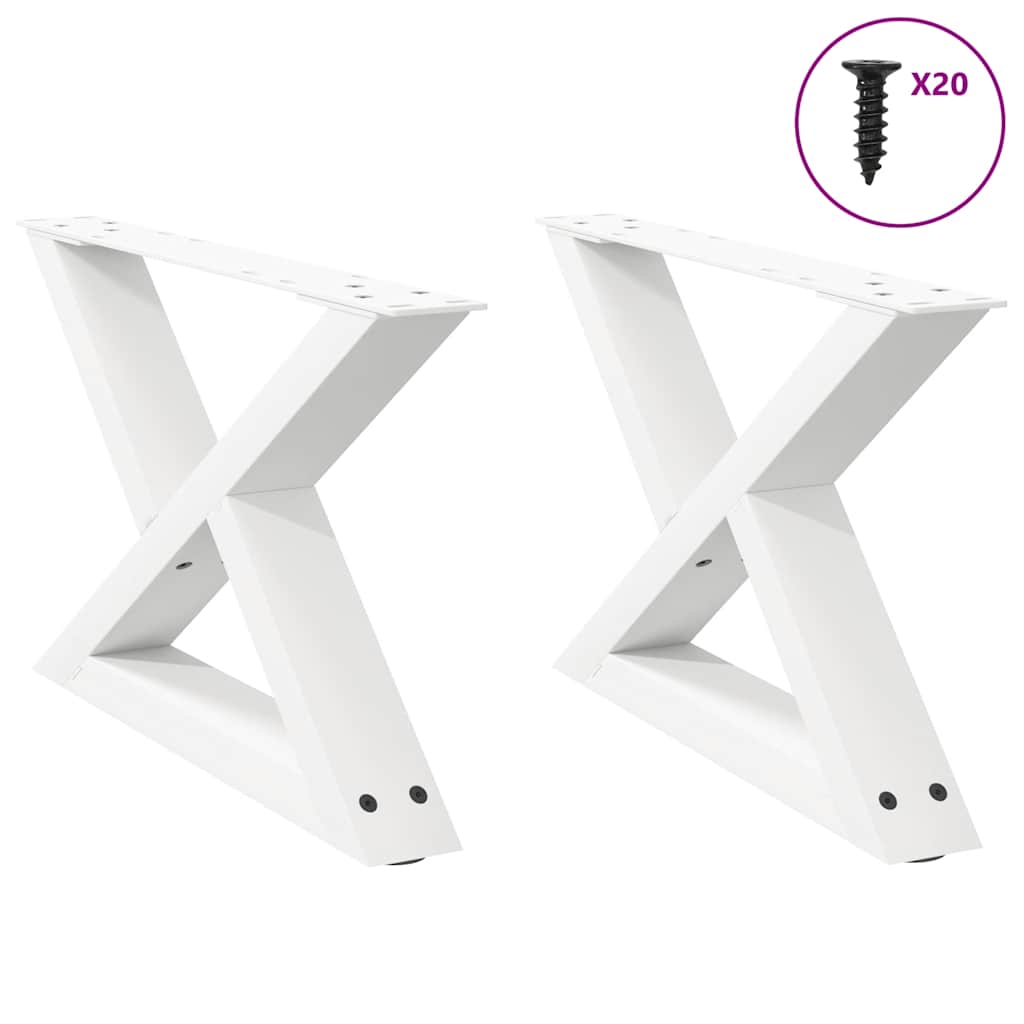 Salongbordben 2 stk hvite 50x(30-31,3) cm stål