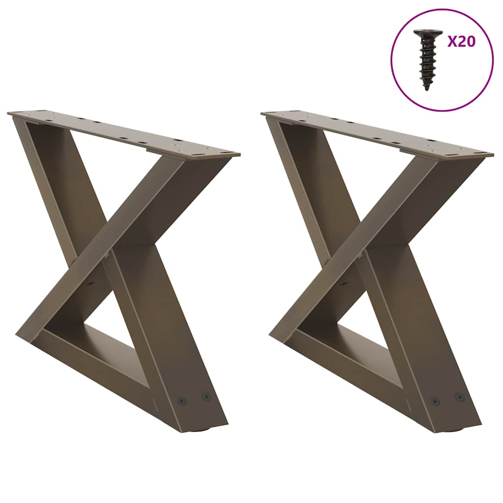 Salongbordben 2 stk naturstål 50x(30-31,3) cm stål
