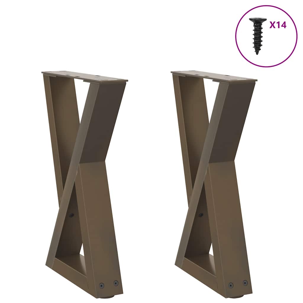Salongbordben 2 stk naturstål 38 x (42-43,3) cm stål