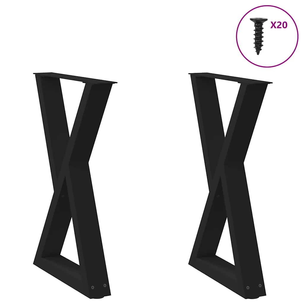 Spisebordben 2 stk svart 50x(72-73,3) cm stål