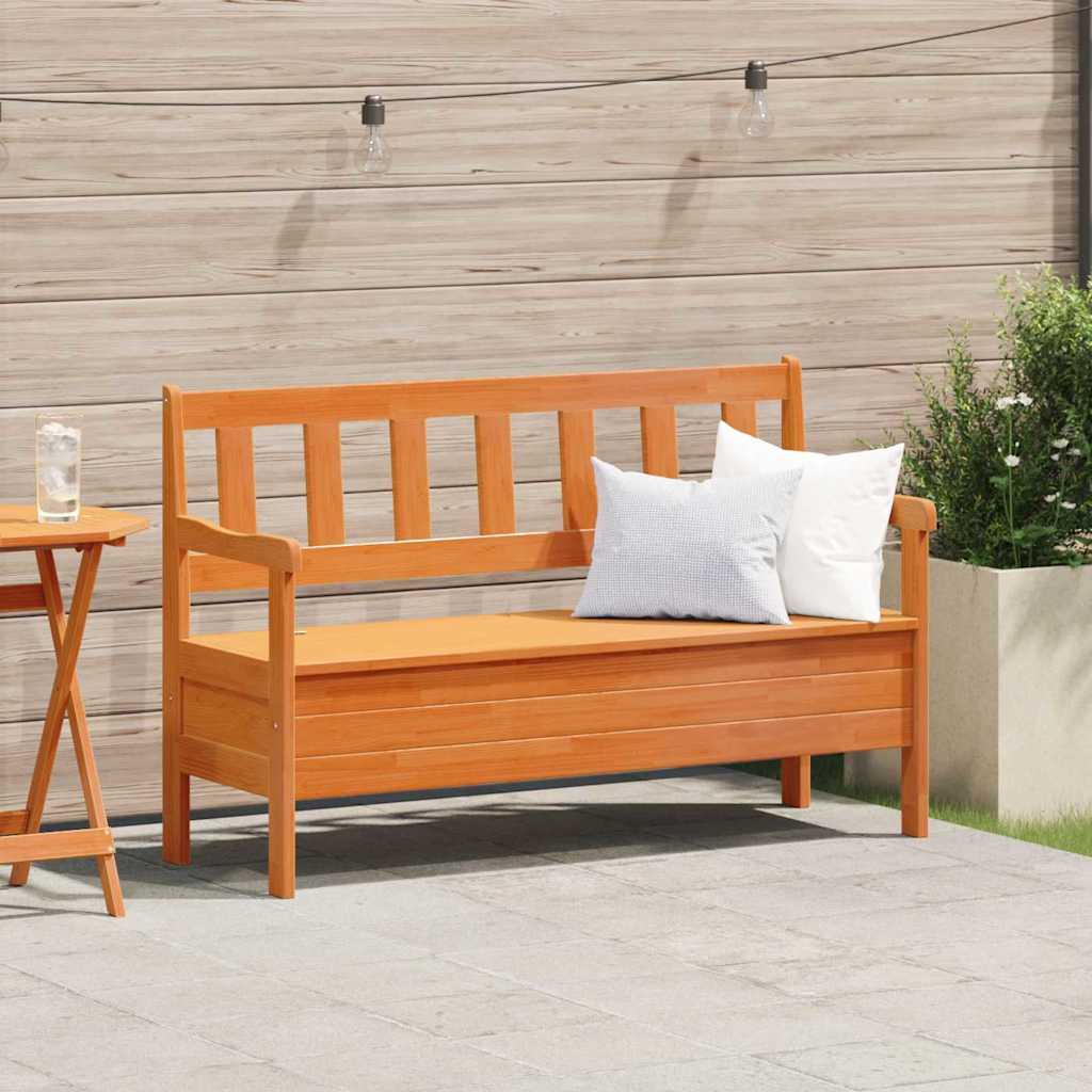 Utendørs benk med lagring Brun 119 x 44 x 76 cm Massiv furu