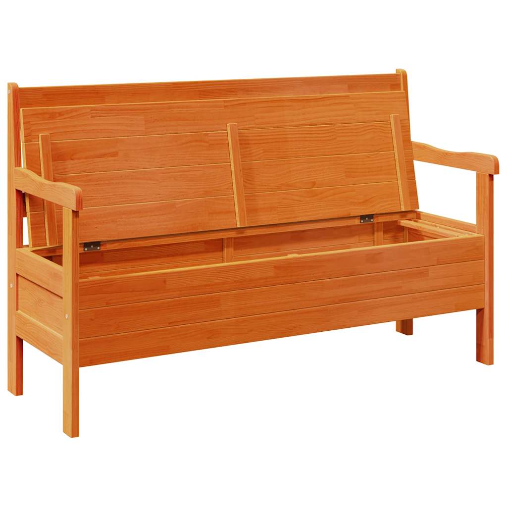 Utendørs benk med lagring Brun 119 x 44 x 76 cm Massiv furu