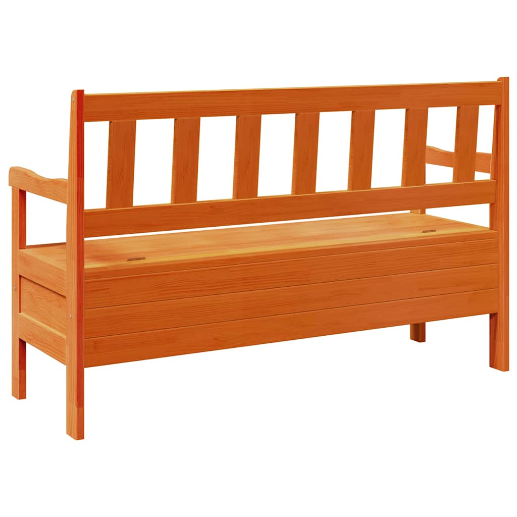 Utendørs benk med lagring Brun 119 x 44 x 76 cm Massiv furu