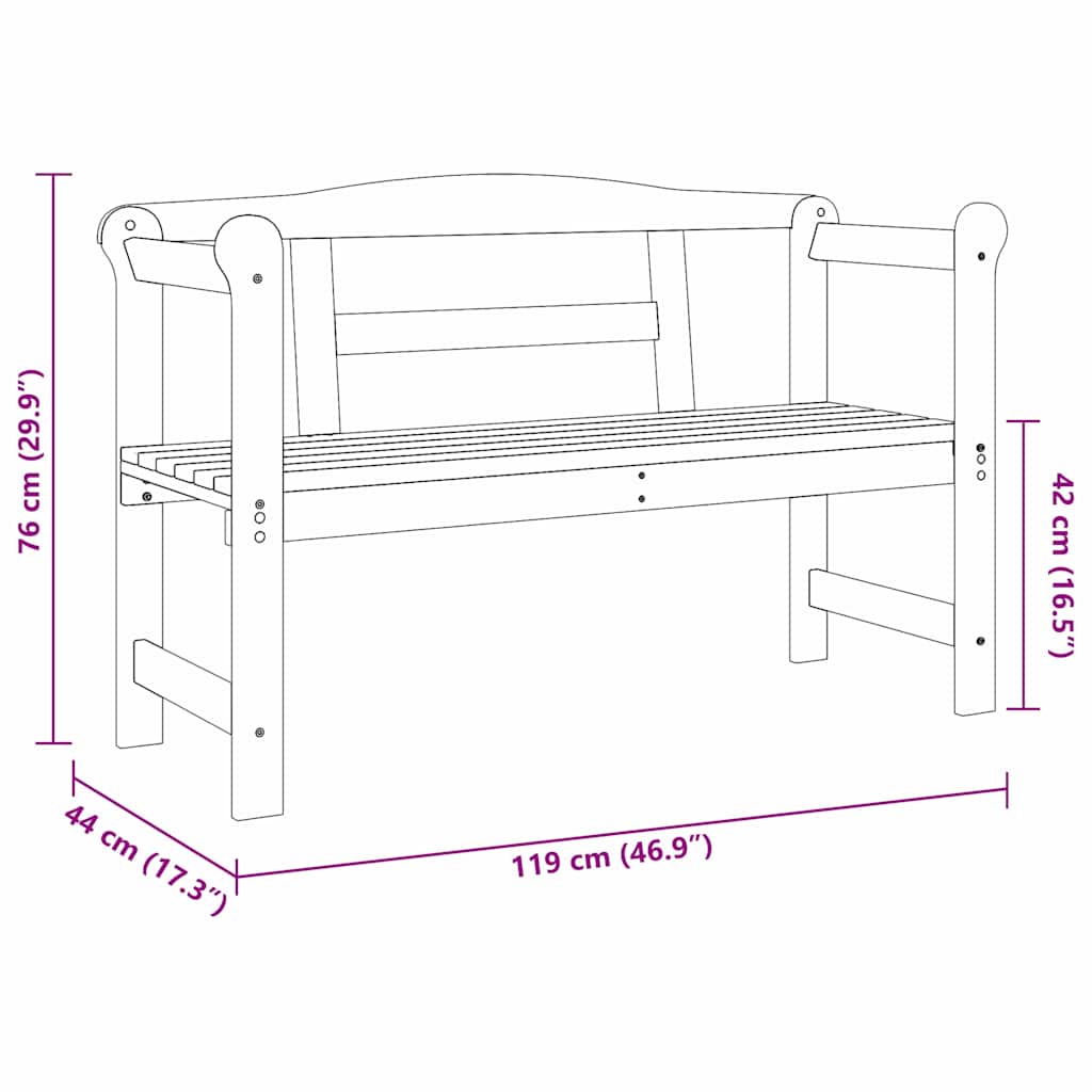 Utendørs benk med lagring Brun 119 x 44 x 76 cm Massiv furu