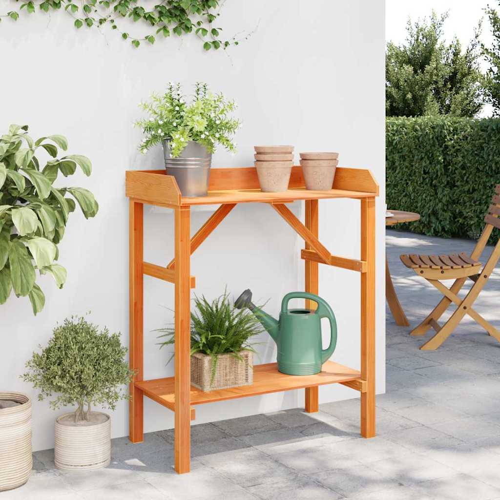 Plantebord med hylle Brun 75 x 40 x 90 cm Massiv furu