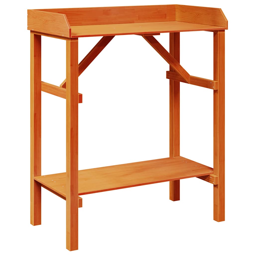 Plantebord med hylle Brun 75 x 40 x 90 cm Massiv furu