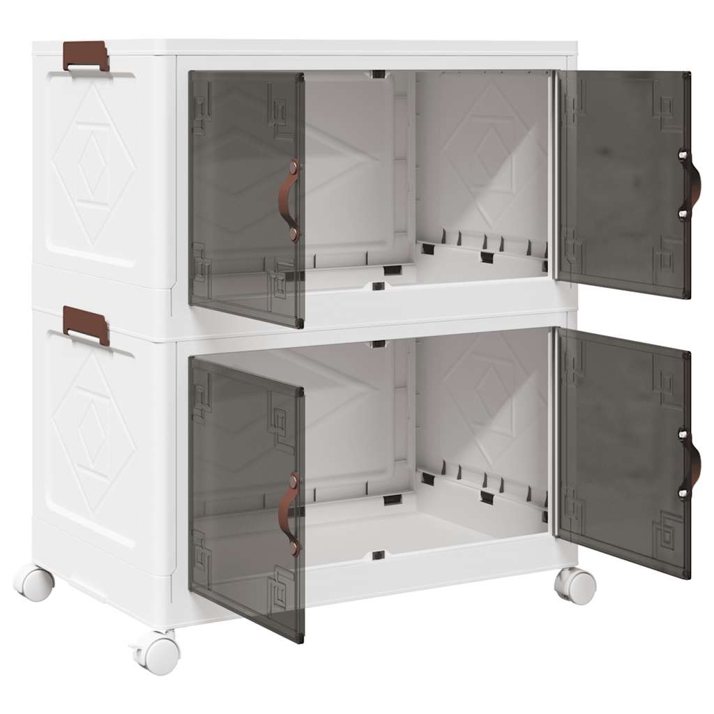 Oppbevaringsboks stablebar med hjul 2-lags 75 L 64x40x76 cm