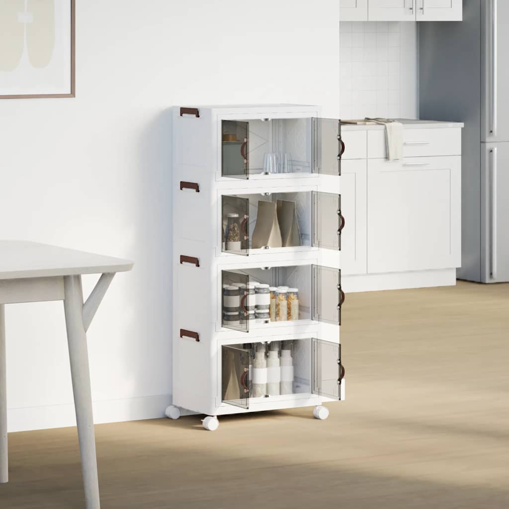 Oppbevaringsboks stablebar med hjul 4lags 28L 48x29,5x112,5 cm