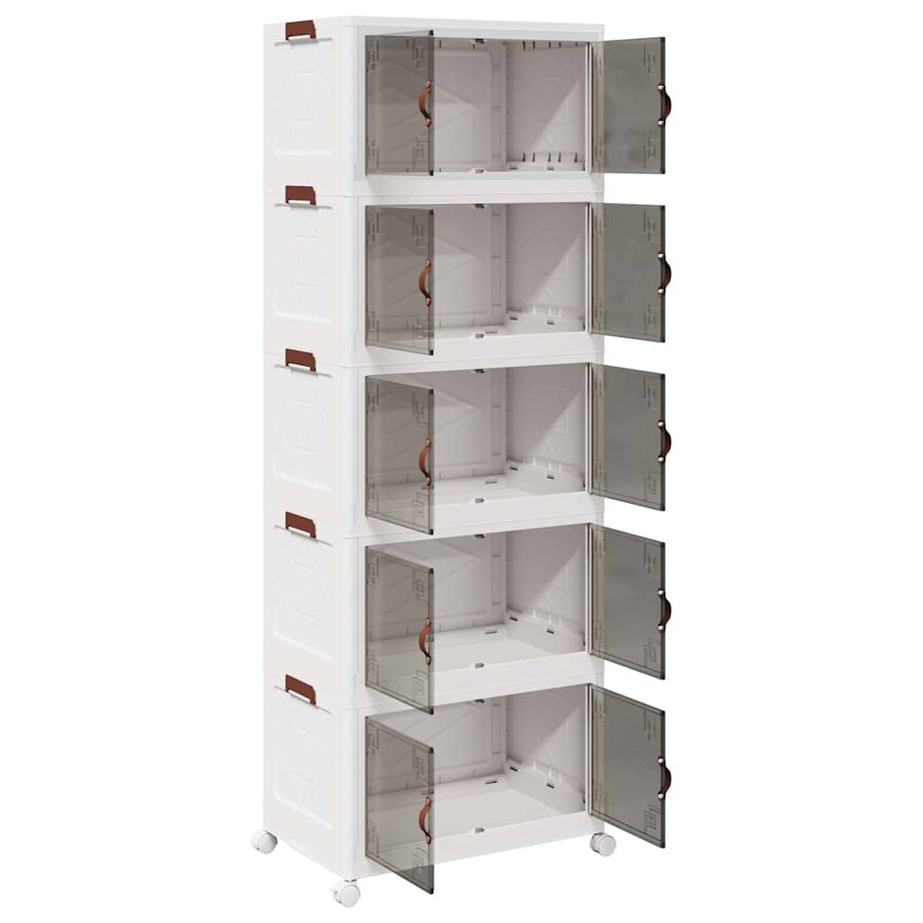 Oppbevaringsboks stablebar med hjul 5-lags 75 L 64x40x179 cm