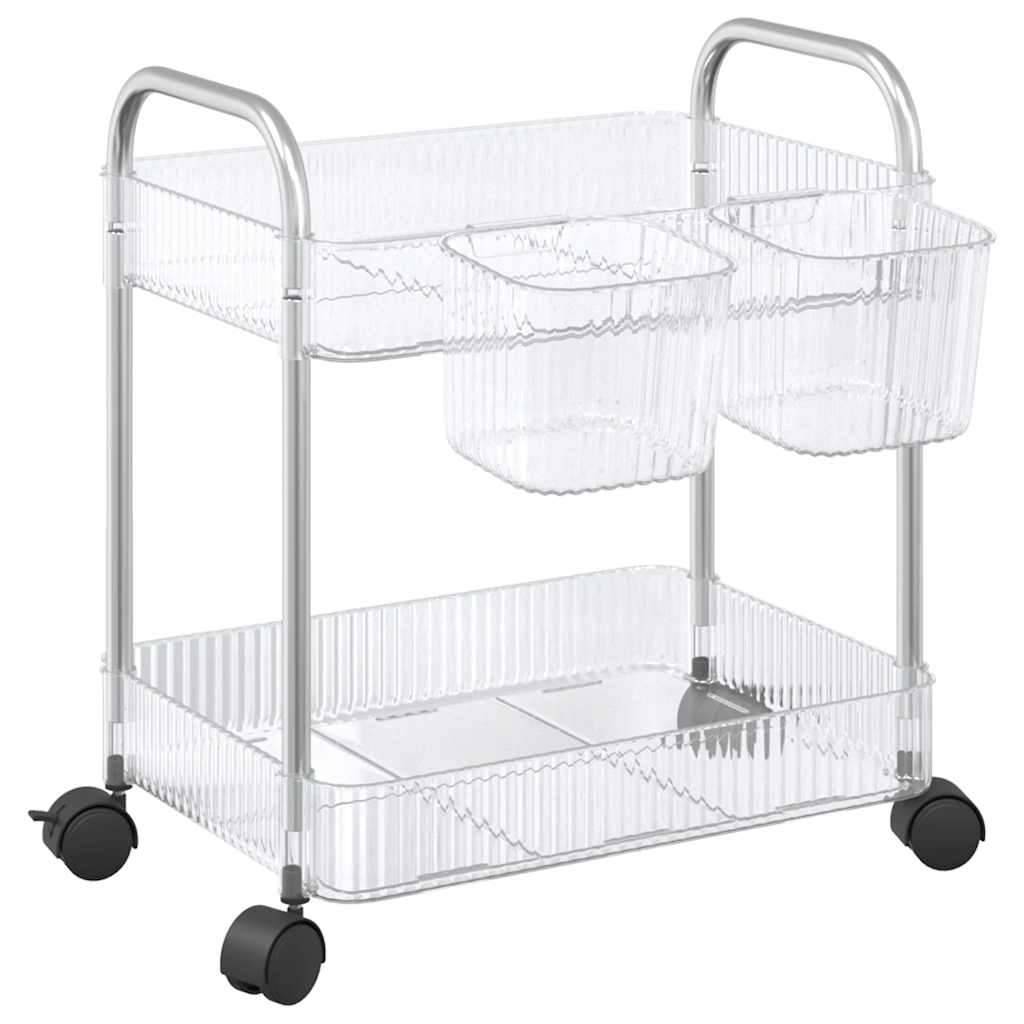 Oppbevaringsvogn 2-lags gjennomsiktig 37x28x43,5 cm akryl