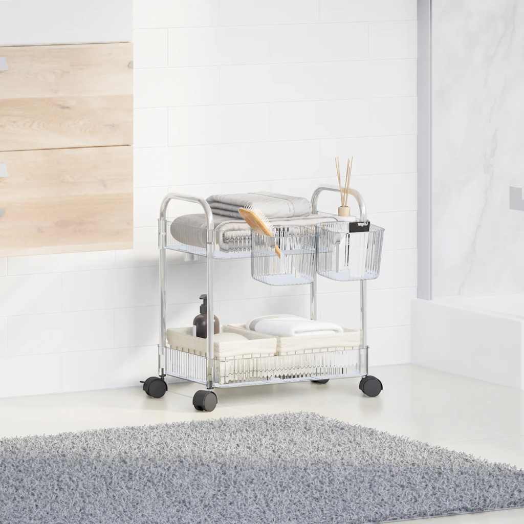 Oppbevaringsvogn 2-lags gjennomsiktig 37x28x43,5 cm akryl