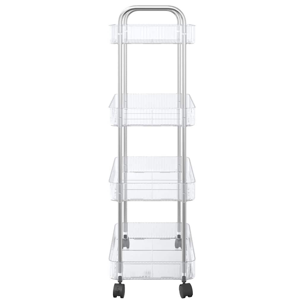 Oppbevaringsvogn 4-lags gjennomsiktig 37x28x95 cm akryl