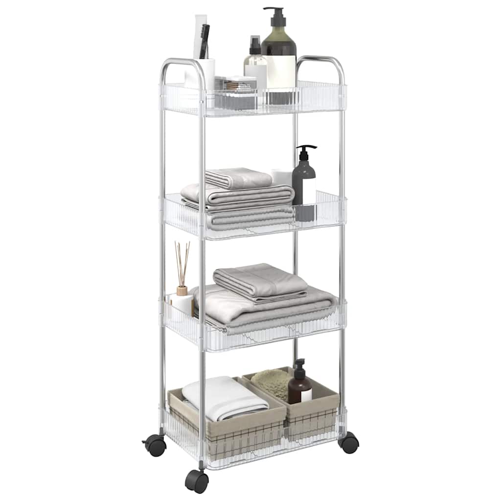 Oppbevaringsvogn 4-lags gjennomsiktig 37x28x95 cm akryl