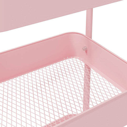 Oppbevaringsvogn 3-etasjers rosa 42x41,5x77 cm stål
