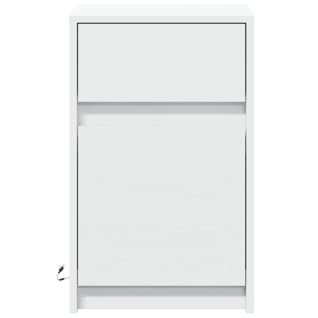 Nattbord med LED hvit konstruert tre