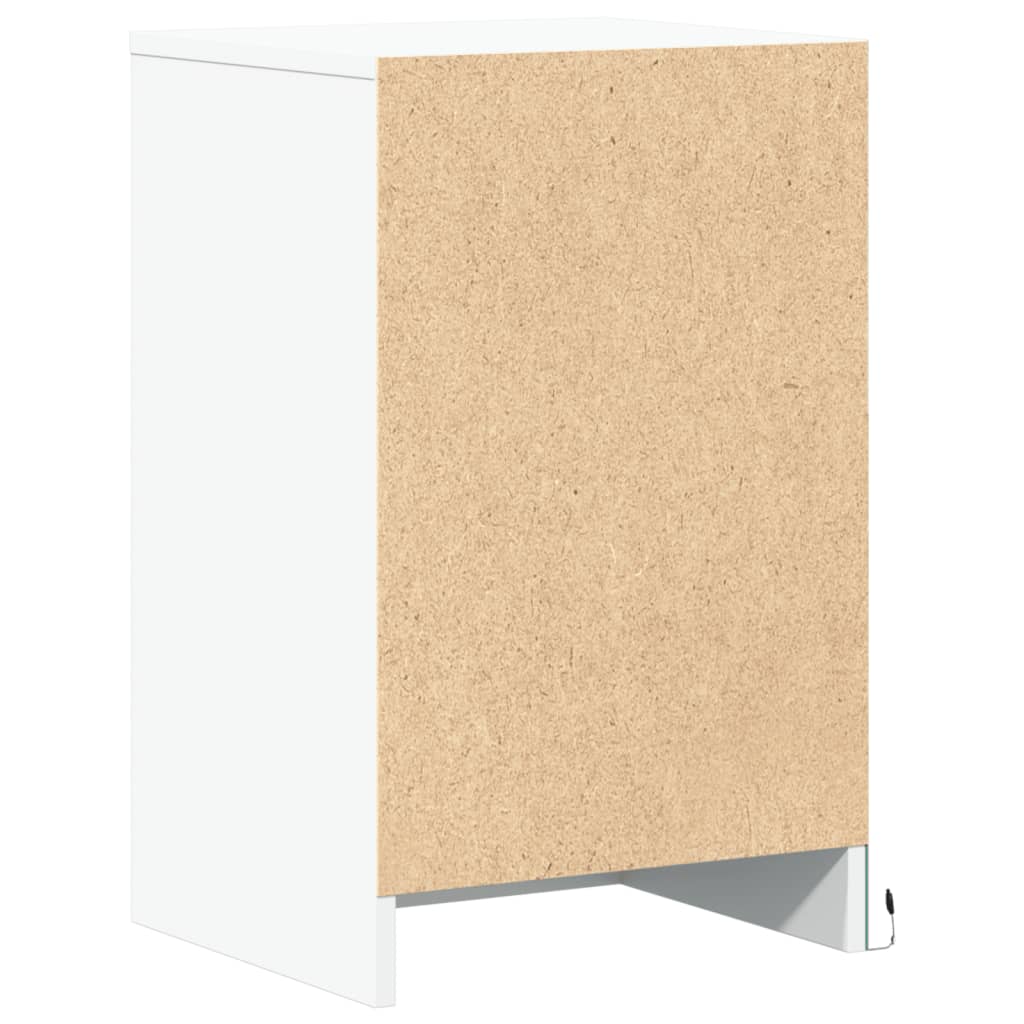 Nattbord med LED hvit konstruert tre