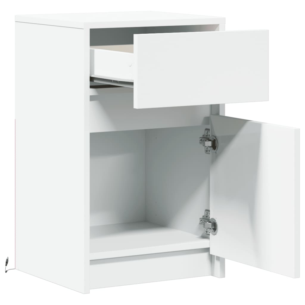 Nattbord med LED hvit konstruert tre