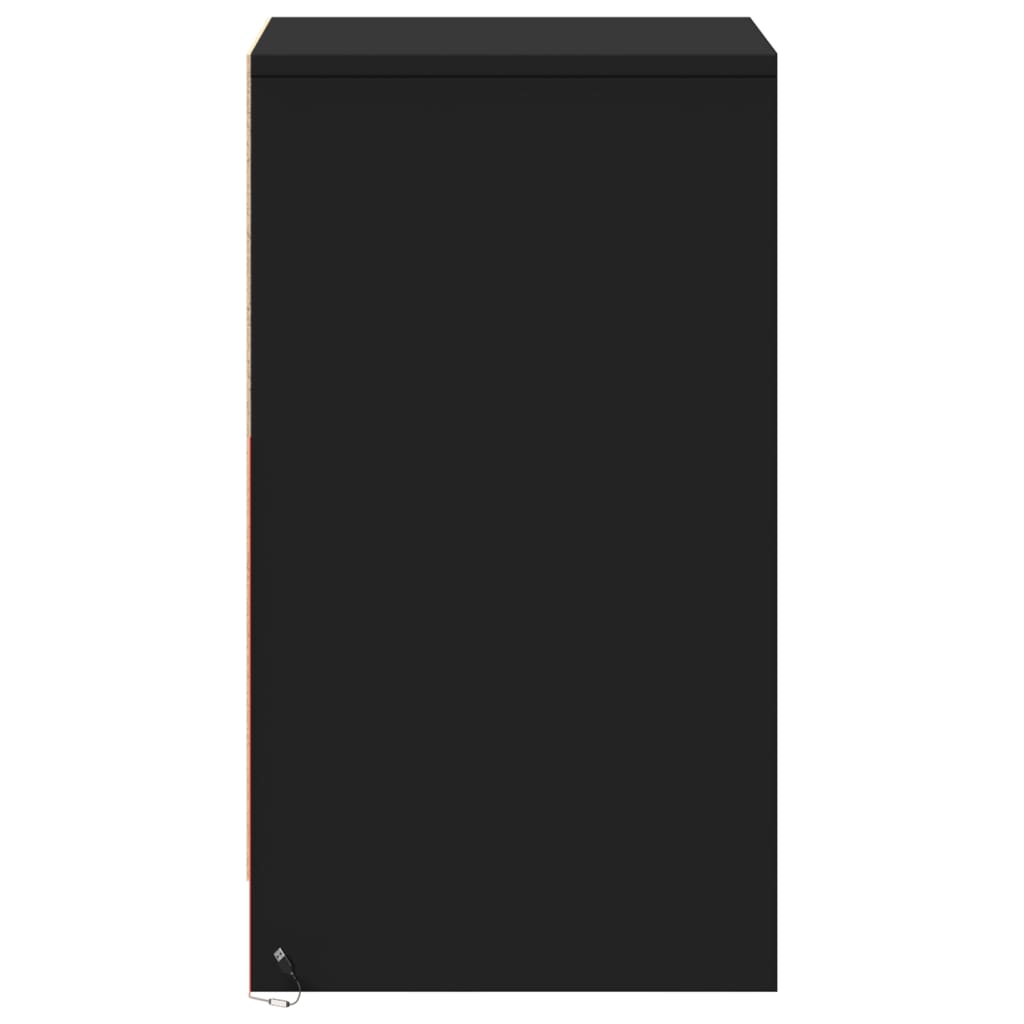 Nattbord med LED svart konstruert tre