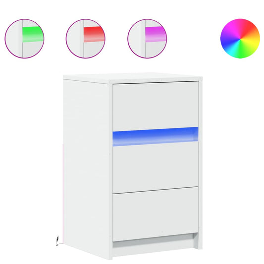 Nattbord med LED hvit konstruert tre