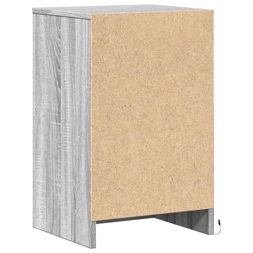 Nattbord med LED grå sonoma konstruert tre