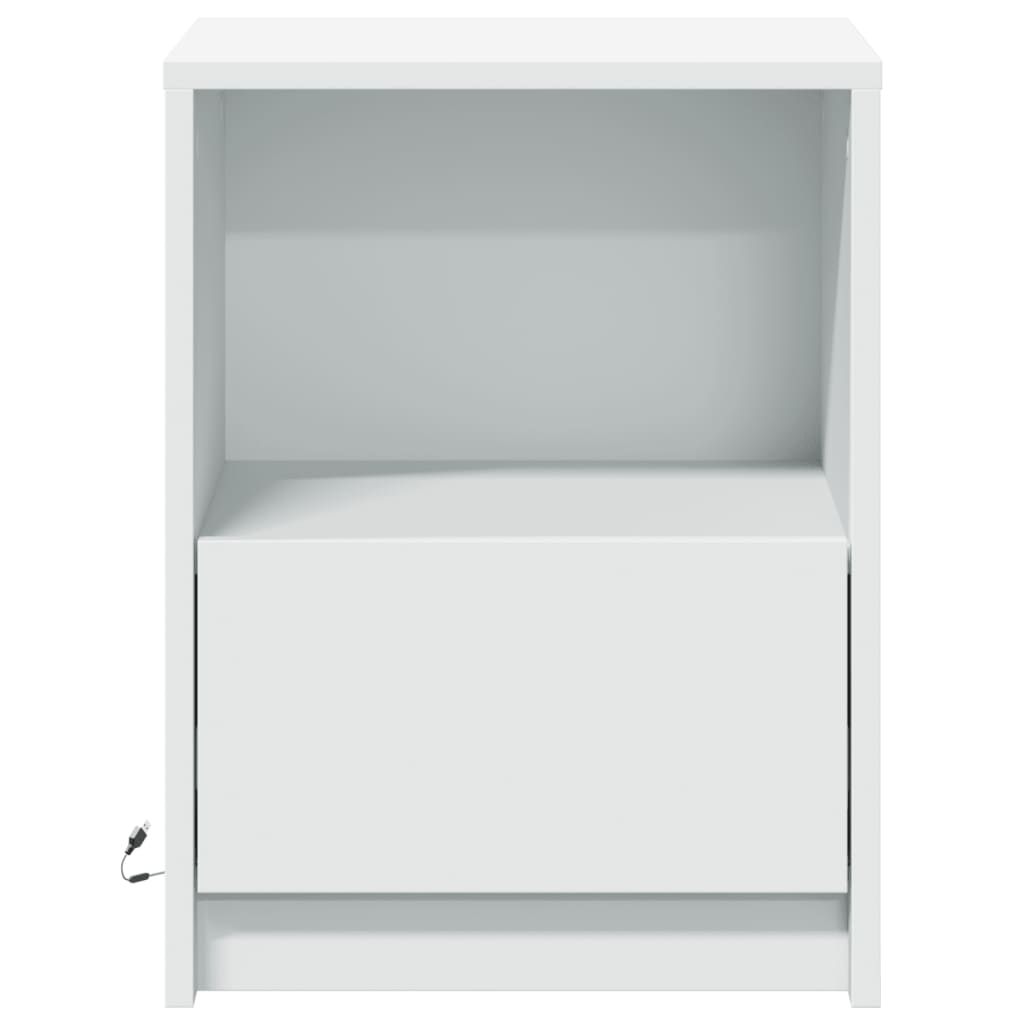 Nattbord med LED hvit konstruert tre