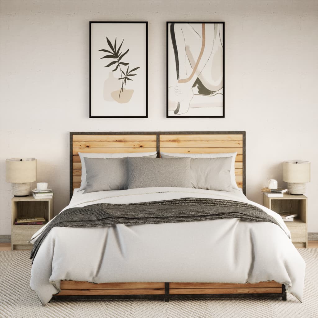 Nattbord med LED 2 stk sonoma eik konstruert tre