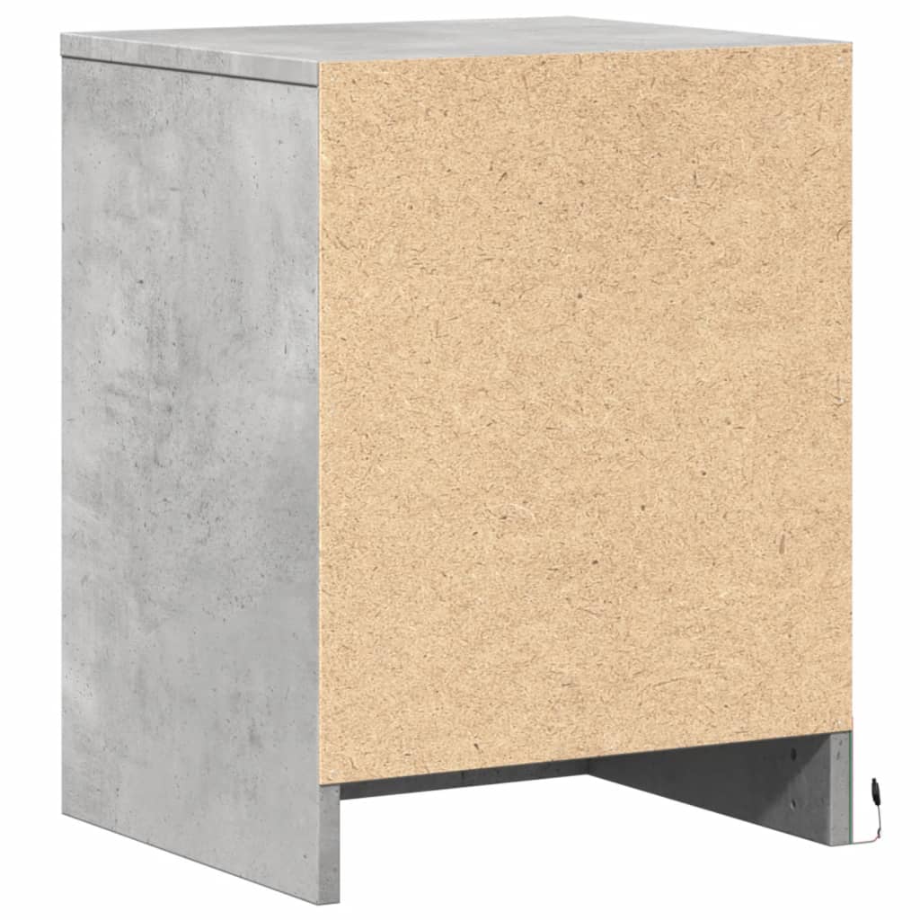 Nattbord med LED betonggrå konstruert tre