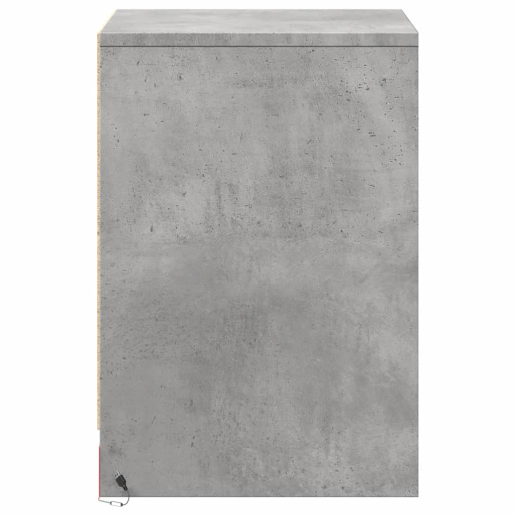 Nattbord med LED 2 stk betonggrå konstruert tre