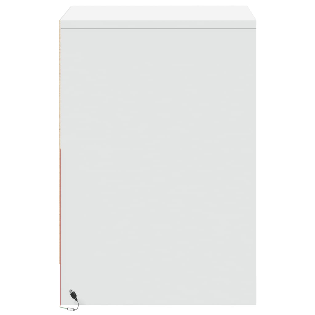 Nattbord med LED 2 stk hvit konstruert tre