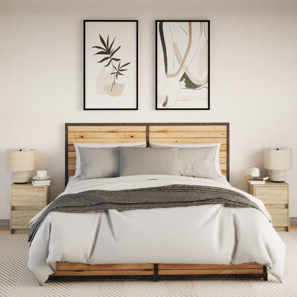 Nattbord med LED 2 stk sonoma eik konstruert tre