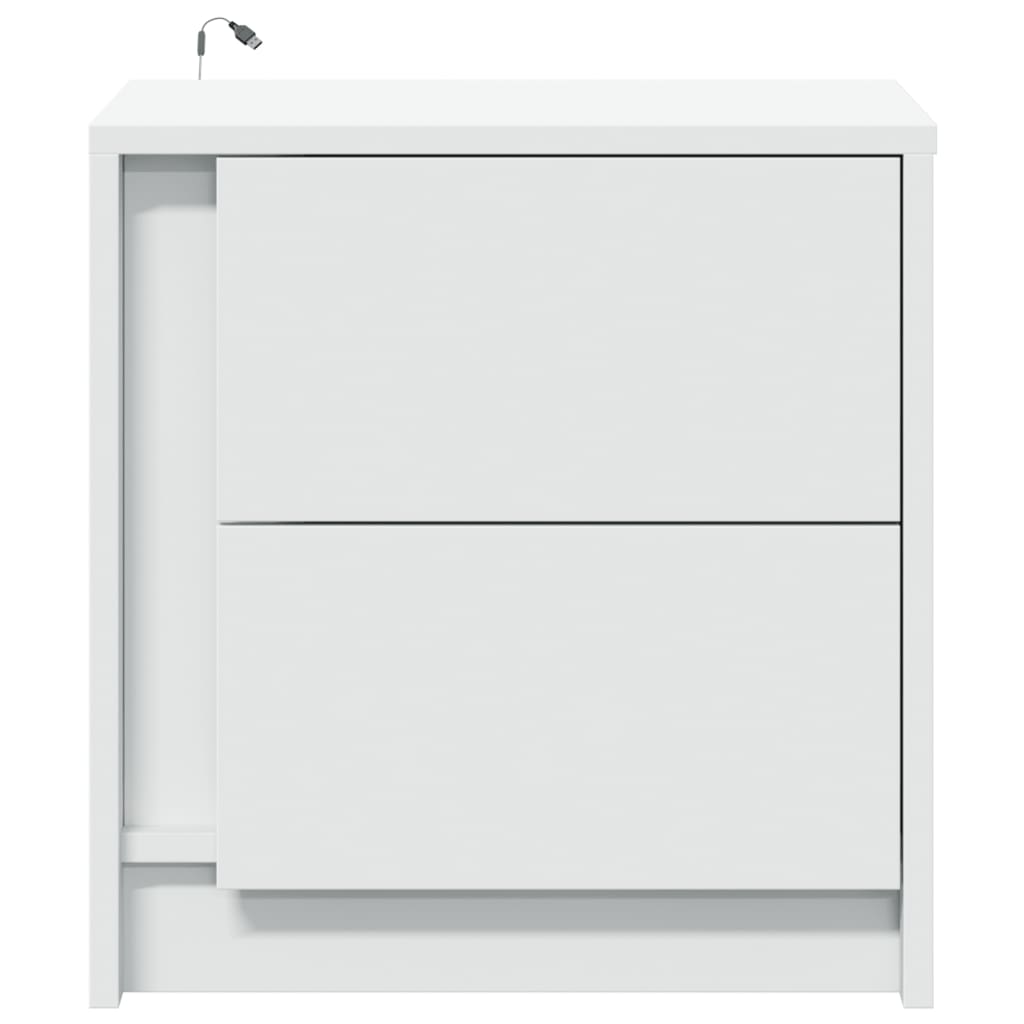 Nattbord med LED hvit konstruert tre