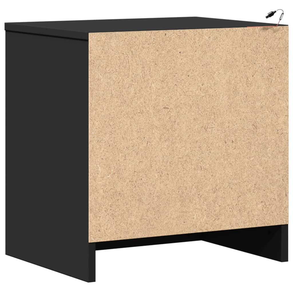 Nattbord med LED 2 stk svart konstruert tre