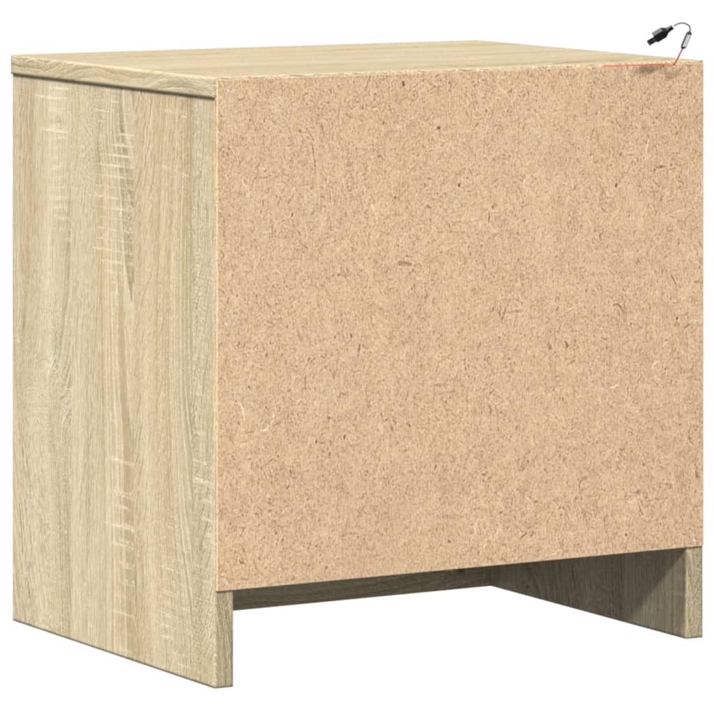 Nattbord med LED 2 stk sonoma eik konstruert tre