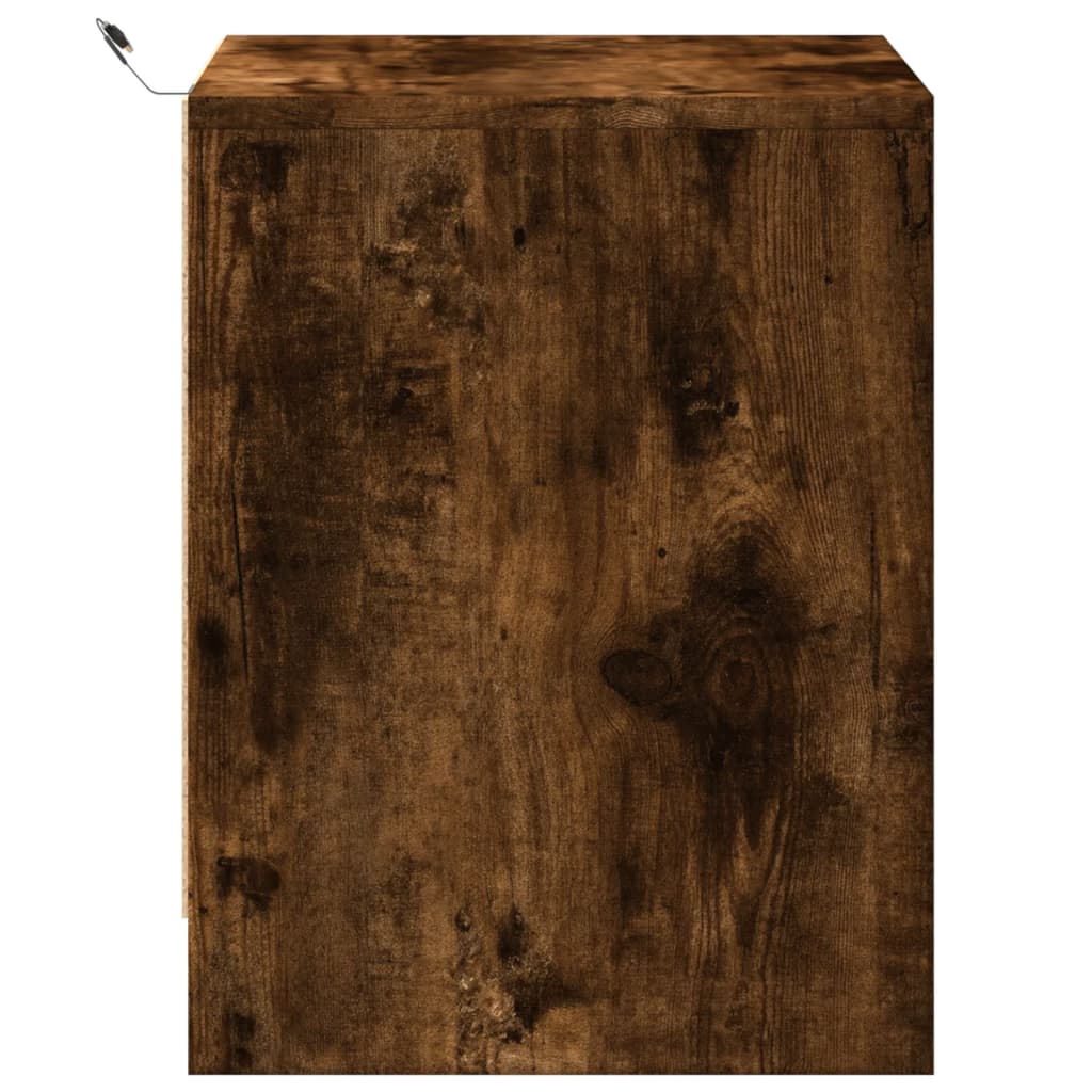 Nattbord med LED 2 stk røkt eik konstruert tre