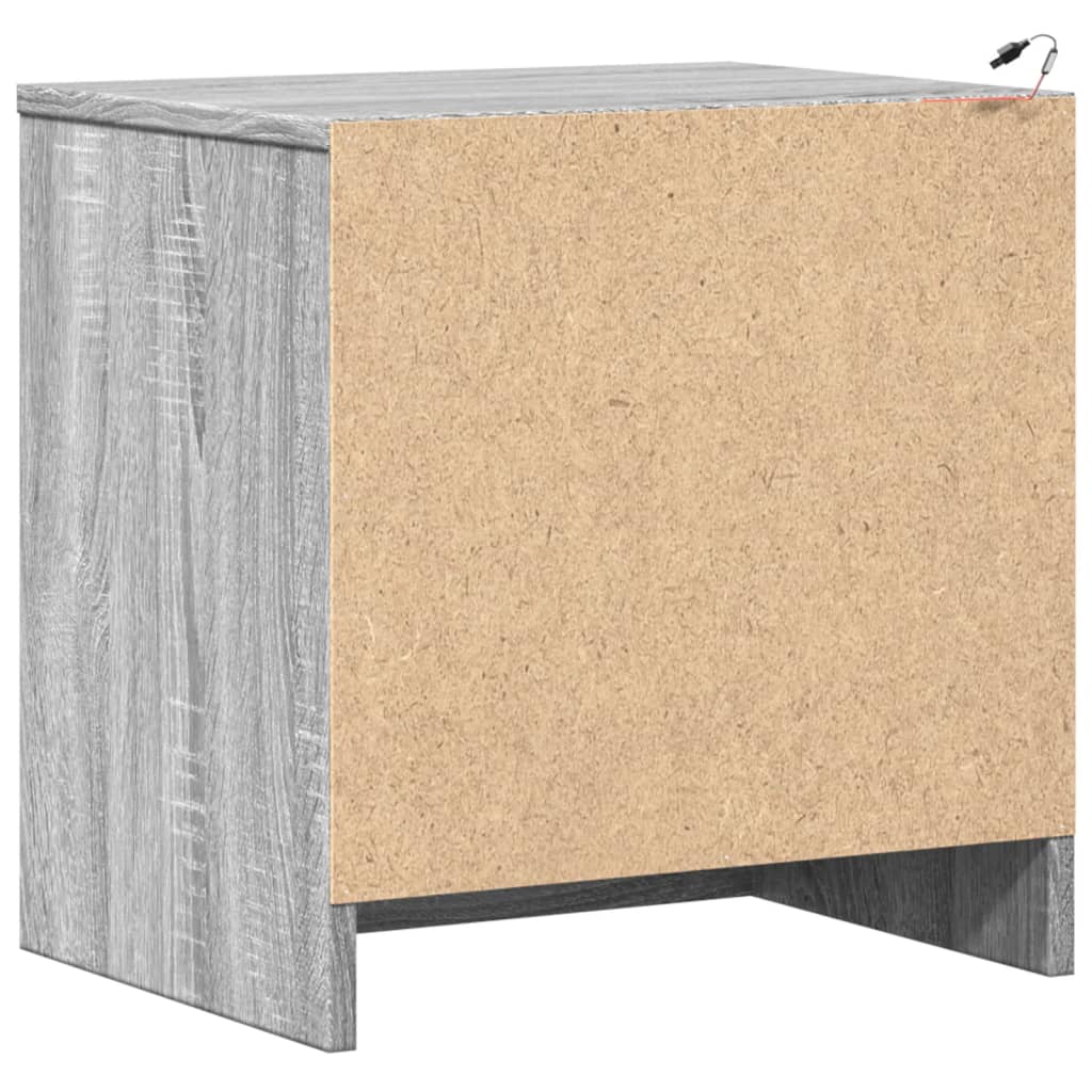 Nattbord med LED 2 stk grå sonoma konstruert tre