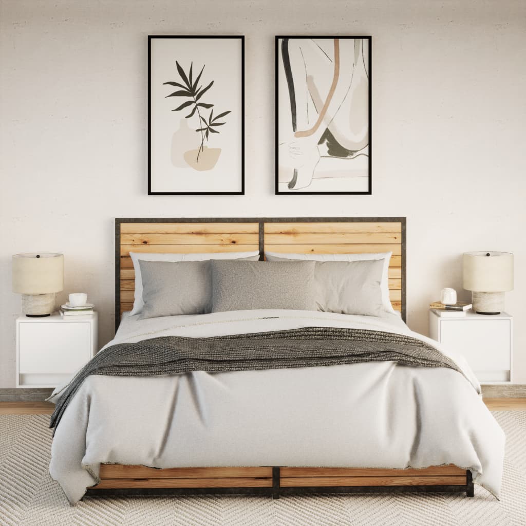 Vegghengte nattbord med LED-lys 2 stk hvit