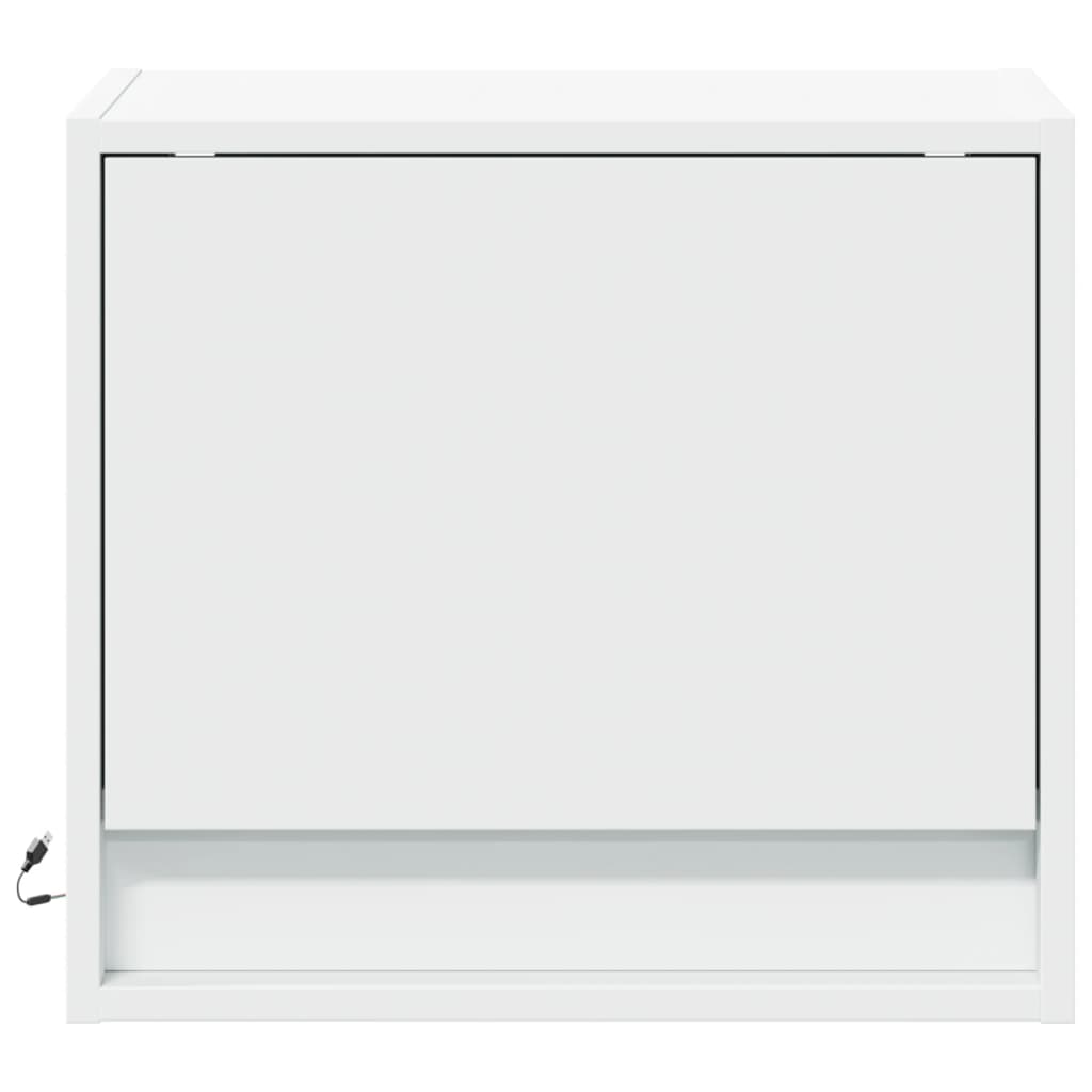 Vegghengte nattbord med LED-lys 2 stk hvit