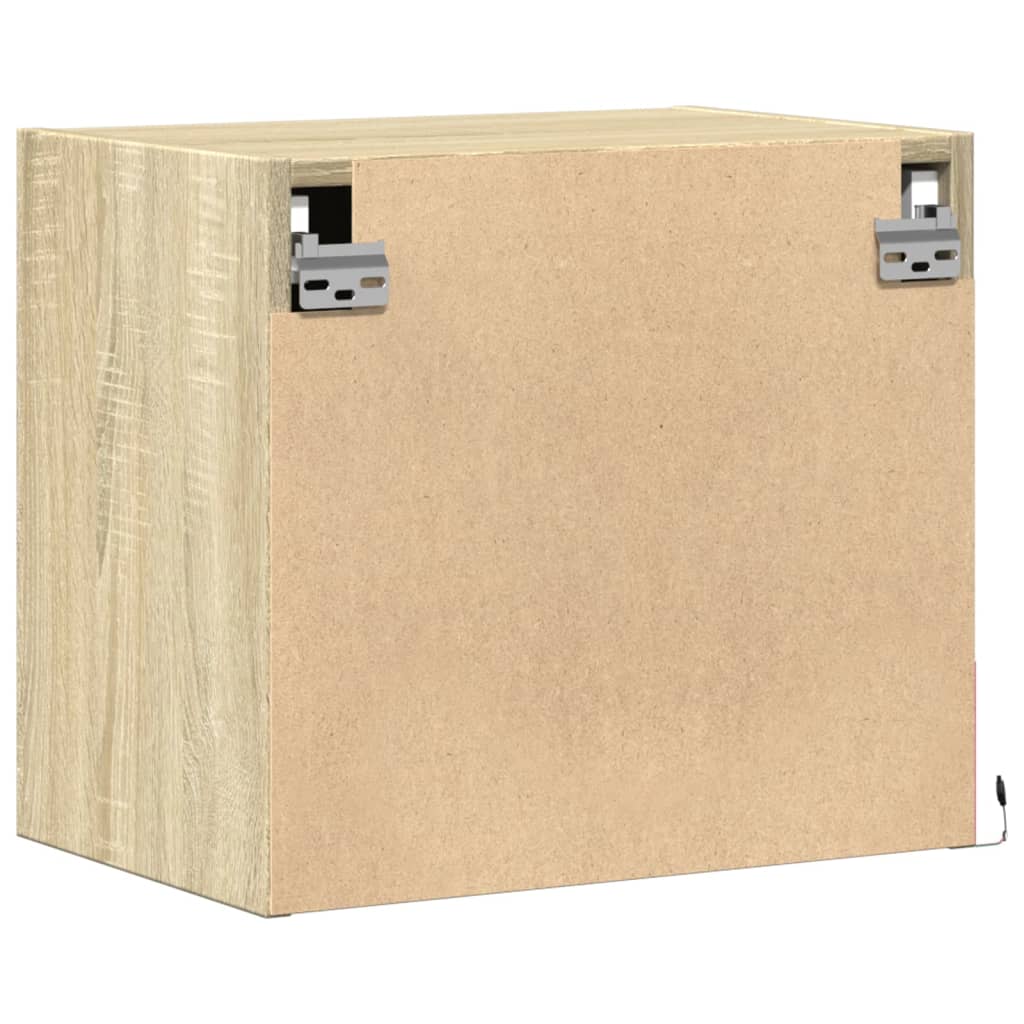 Vegghengte nattbord med LED-lys 2 stk sonoma eik