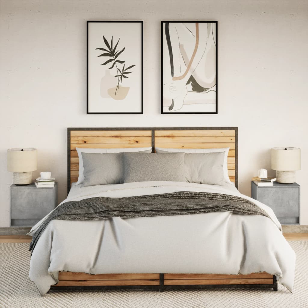 Vegghengte nattbord med LED-lys 2 stk betonggrå