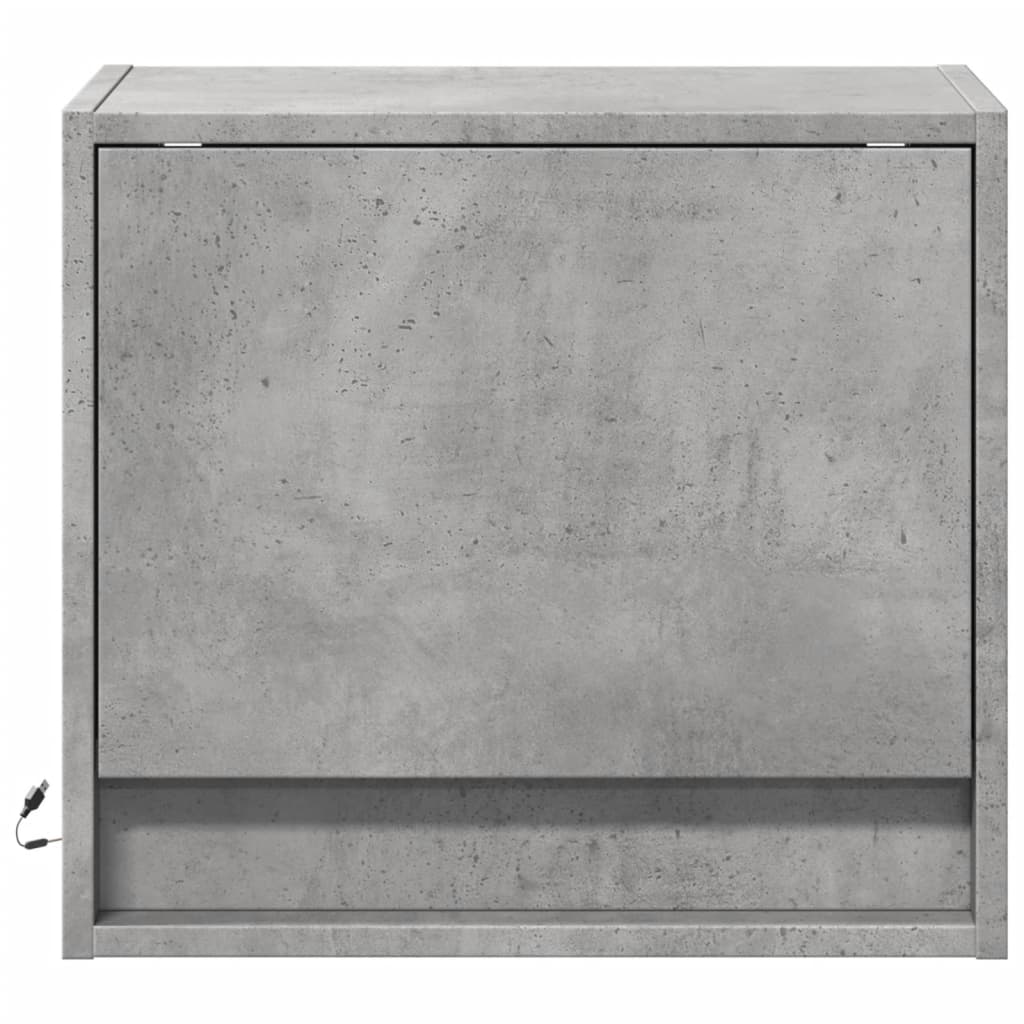 Vegghengte nattbord med LED-lys 2 stk betonggrå