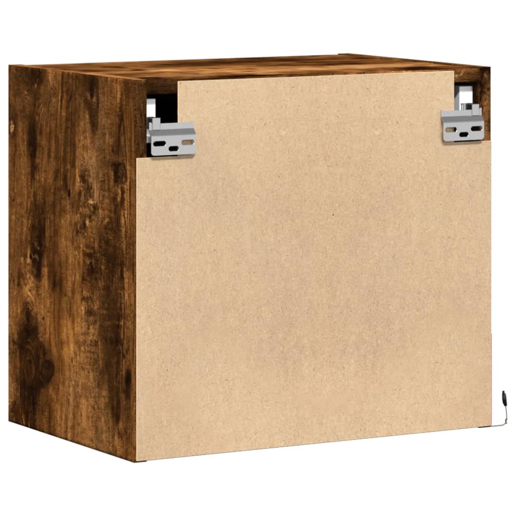 Vegghengte nattbord med LED-lys 2 stk røkt eik