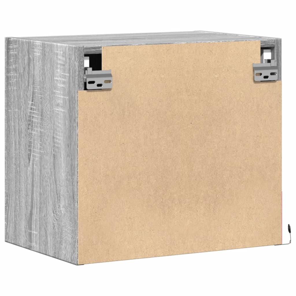 Vegghengte nattbord med LED-lys 2 stk grå sonoma