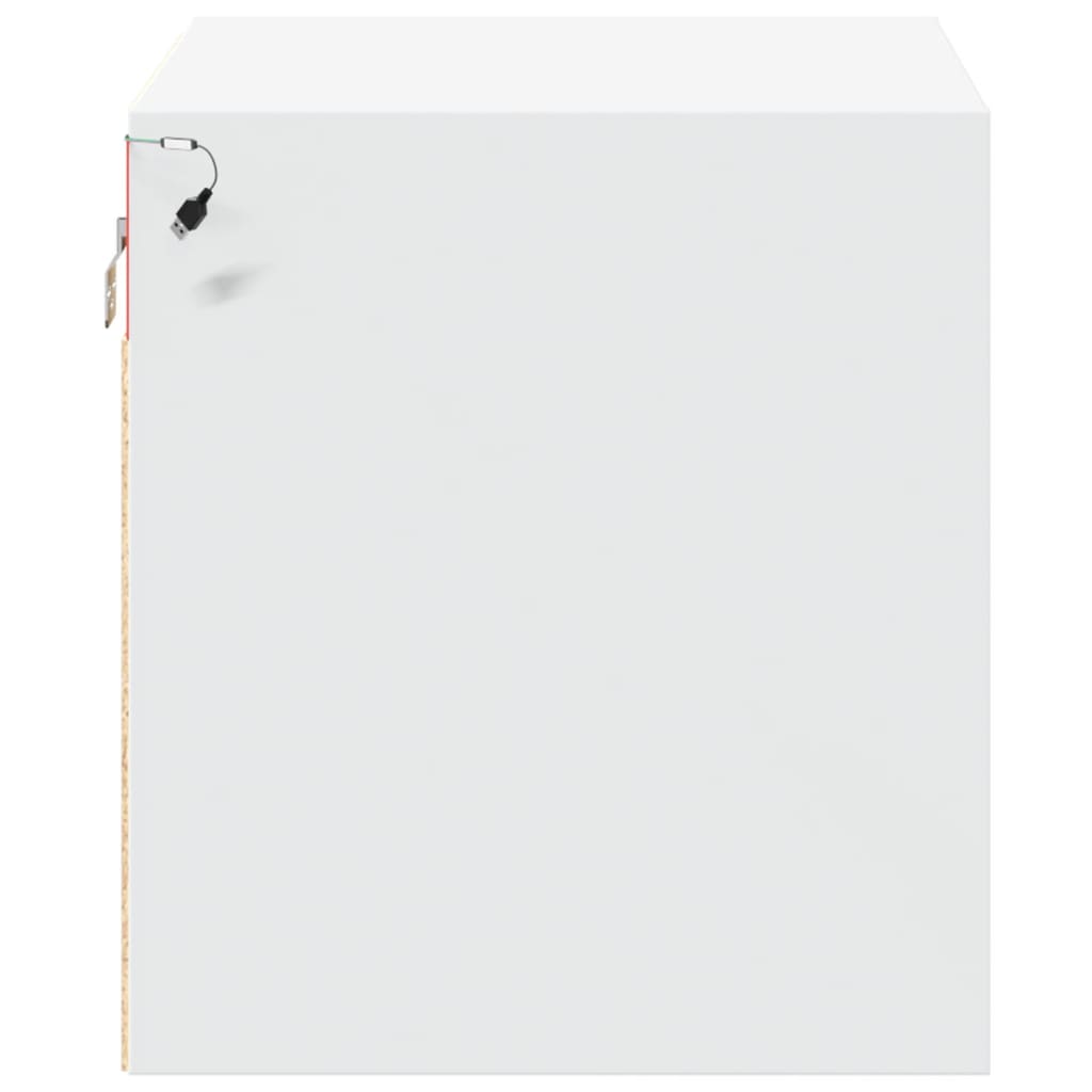 Vegghengt nattbord med LED-lys hvit