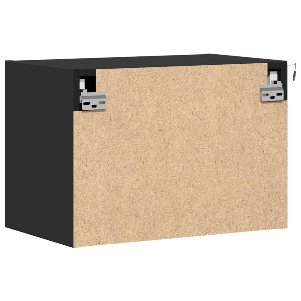 Vegghengt nattbord med LED-lys svart