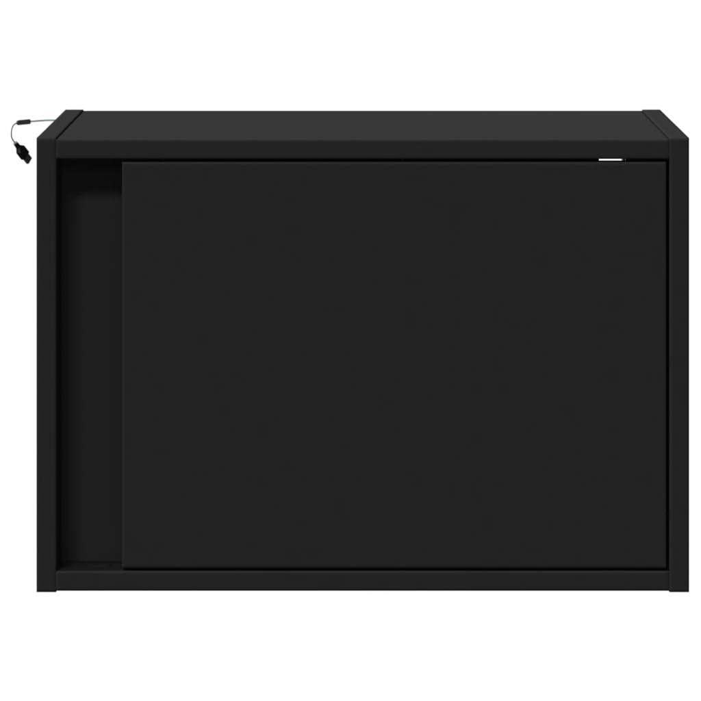 Vegghengte nattbord med LED-lys 2 stk svart