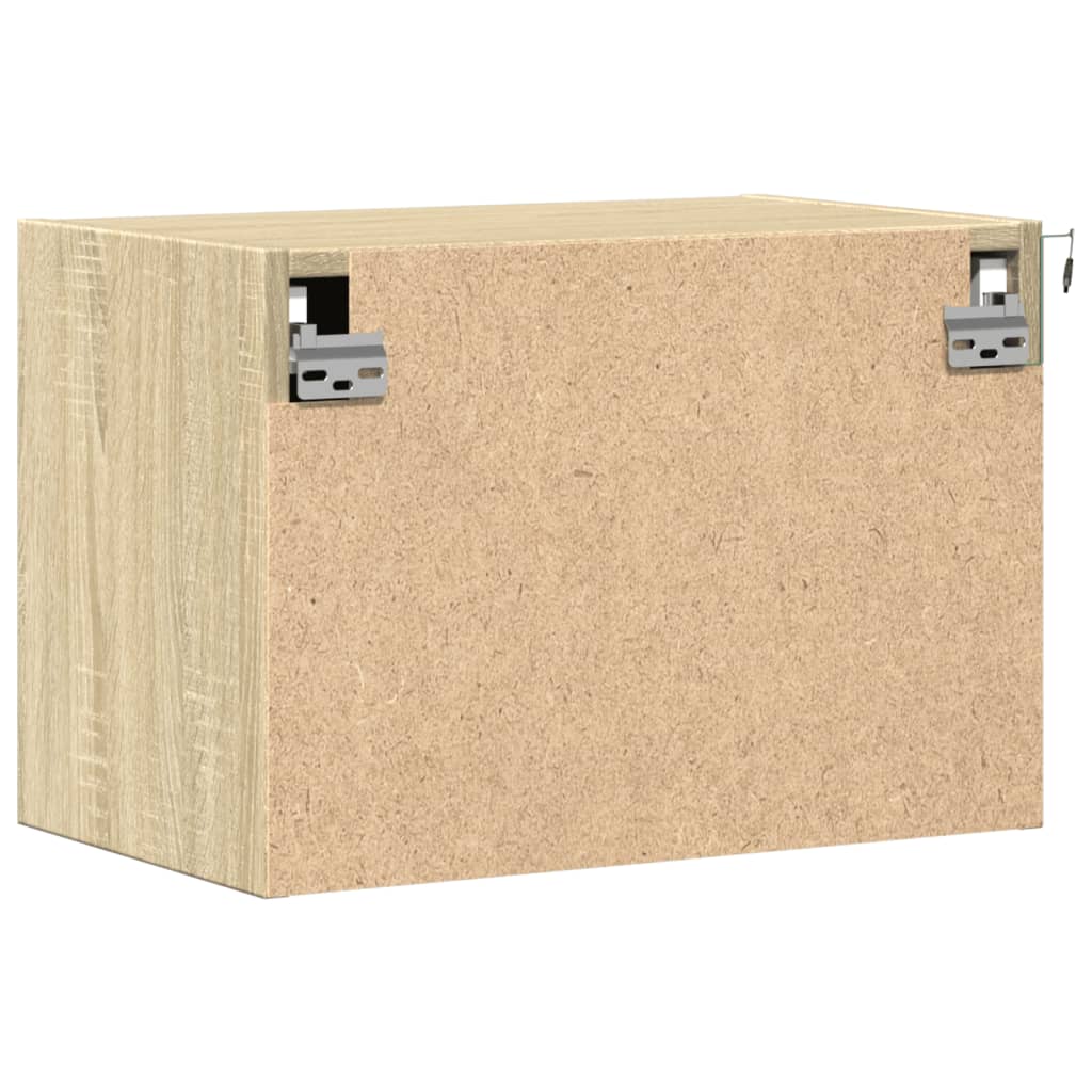 Vegghengte nattbord med LED-lys 2 stk sonoma eik