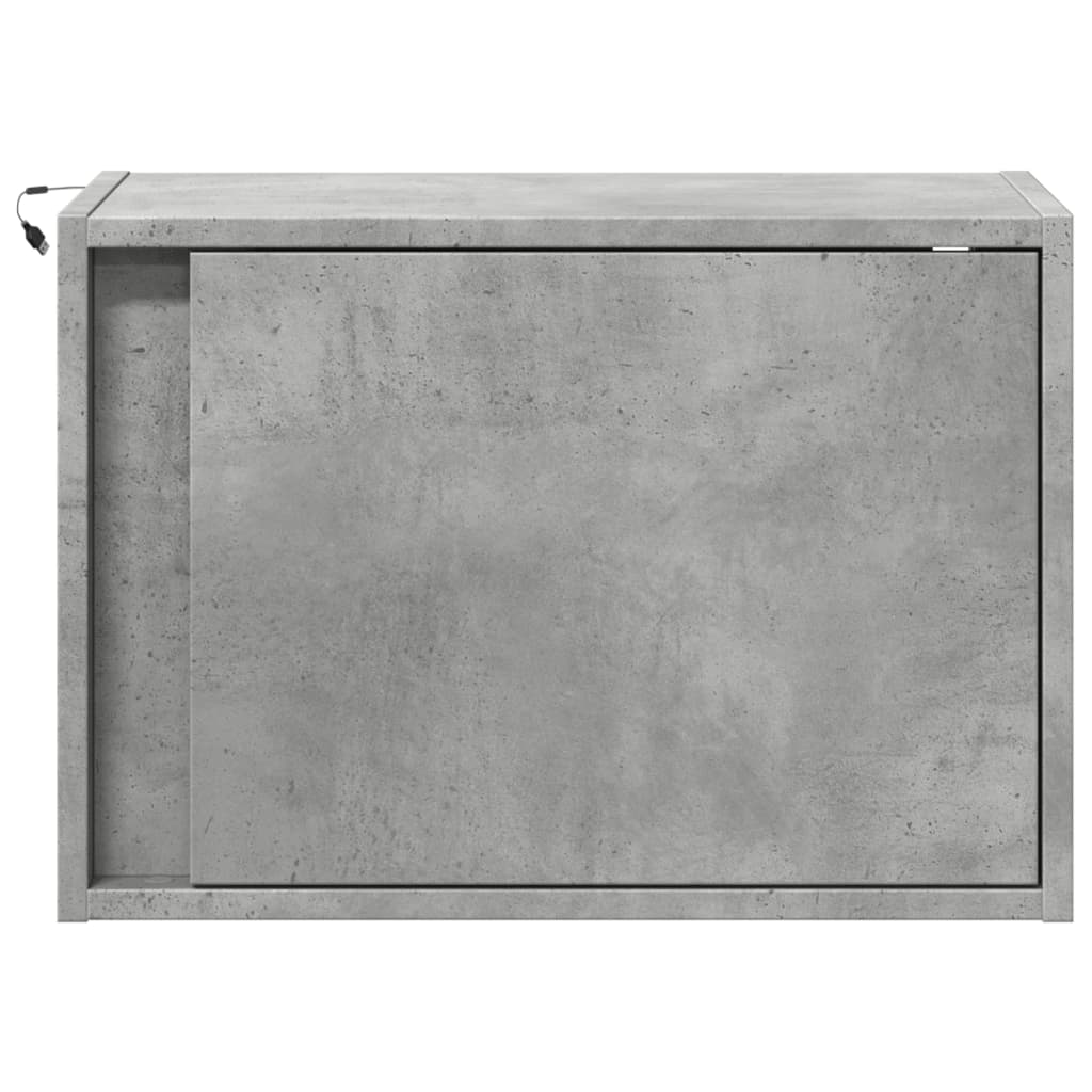 Vegghengte nattbord med LED-lys 2 stk betonggrå