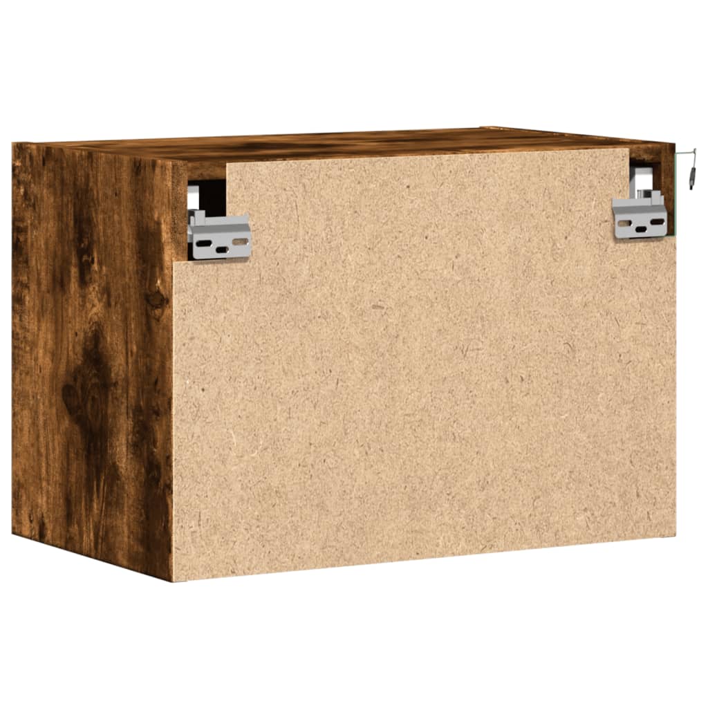 Vegghengte nattbord med LED-lys 2 stk røkt eik