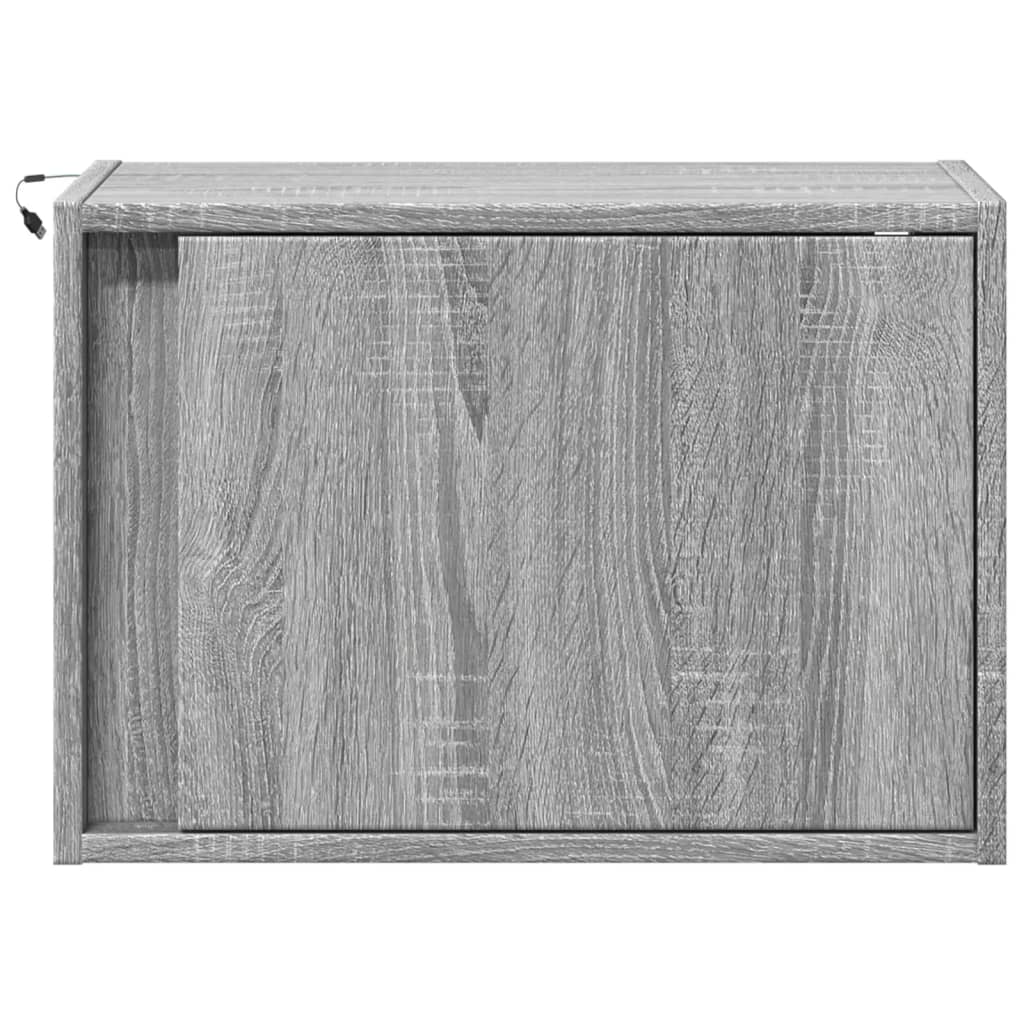 Vegghengte nattbord med LED-lys 2 stk grå sonoma